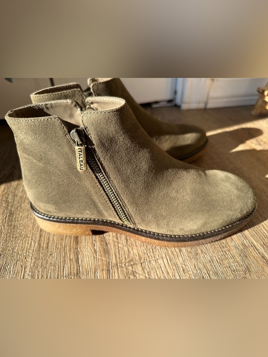 TALLIA Shoes - ITALEAU Foliana Waterproof Suede Ankle Booties Moss Green Italian 38 US 7.5